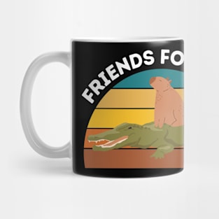 Capybara And Alligator Friendship Mug